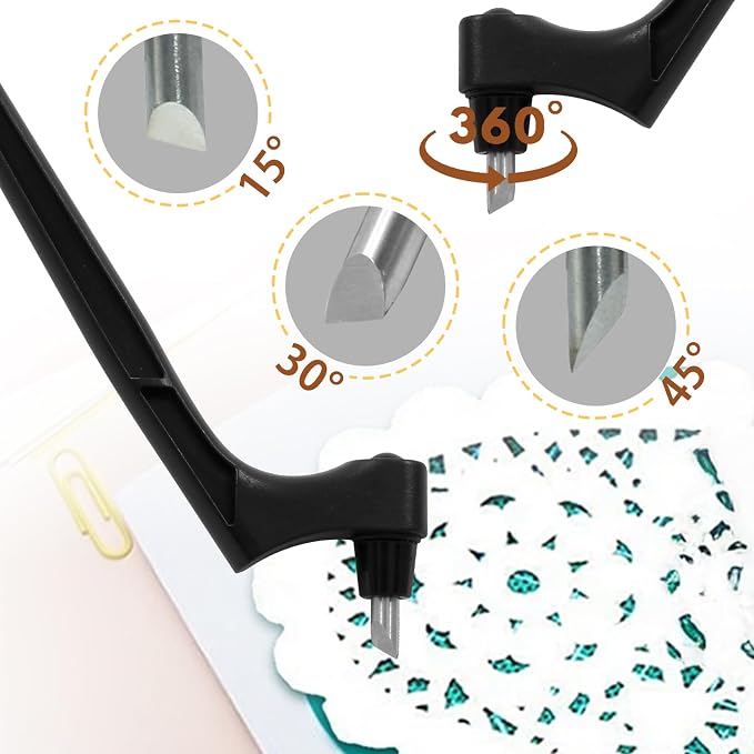 Black Craft Cutting Tools Pen | 3 Different 360 Degree Rotating Blades - Image 2