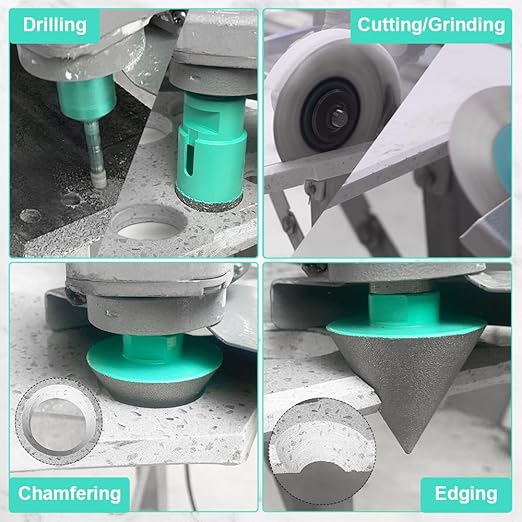Tile Hole Saw Kit for Porcelain Tile-(6/6/8/20/35/50/75/100/125mm+Finger Bit+Chamfer Bit+Adapter) Diamond Drill Bits Precision Cutting for Ceramic Marble Brick Granite,5/8"-11 Thread