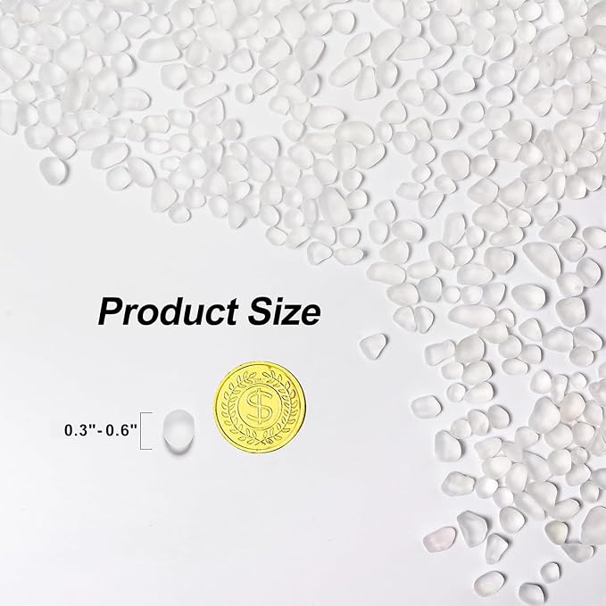 QEQEKAKA Sea Glass Stones for Crafts About 1LB White Glass Pebbles Gemstones - Image 2