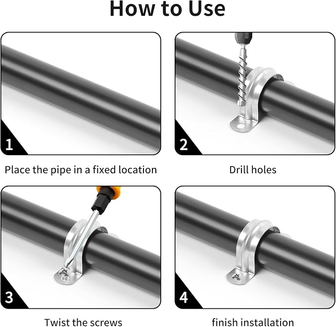 30 PCS 1-9/16 Inch Reinforced Rigid Pipe Strap, 2 Holes U Bracket Cable Clamp Hanger, Zinc Coated Tension Tube Clip, Conduits Strap Clamps for Pipe Fixing on Various Surfaces, 30 PCS(40 mm)