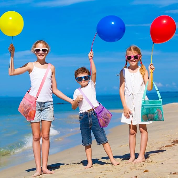MUYIZI Mesh Beach Bag for Shells Collecting 3 Pack, Shell Bags for Beach - Image 4