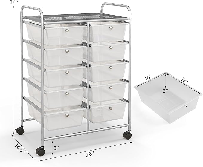 BECOMFORT 10-Drawer Rolling Cart - Image 3