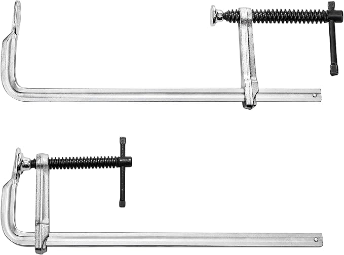 SOUJOY 4 Pack Bar Clamp for Welding, 12 Inch F Clamp, Light -Duty Steel Drop Forged Bar Clamps with Max 450Lbs Load Limit for Welding, Woodworking, Metal working, DIY and Crafts