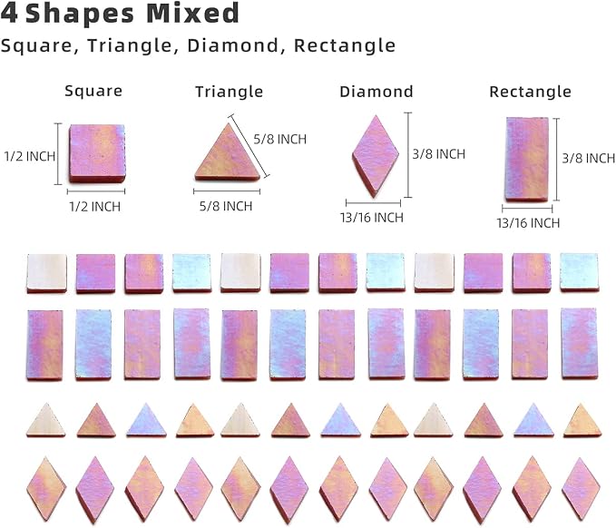 Iridescent Mosaic Glass Tiles 200 Pieces Stained Glass Tile Pieces - Image 4