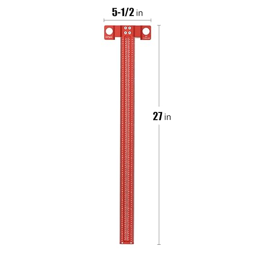 Woodworking Scriber T-Square Ruler 24in with Thoughtful Support Lips, Architect Ruler for Carpenter Work, Layout and Measuring Tools
