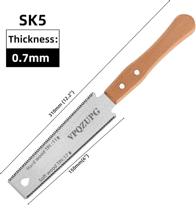 6 Inch Japanese Pull Saw，Hand Saw Woodworking Tools，Wood Handle, Sharp & - Image 2