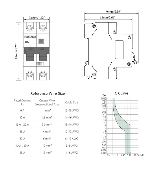 Ground Fault Circuit Breaker, 40 Amp 120V AC DIN Rail Mount Residual Current Circuit Breaker, Thermal-Magnetic Trip, Earth-Leakage Protection 30mA 1PN RCBO C40