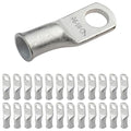 SELTERM 25pcs 6 AWG 1/4" Stud Marine Grade Tinned Copper Battery Cable Lugs, 6 Gauge Ring Terminals, UL Wire Lugs Electrical Battery Cable Ends, Tinned Copper Lugs Battery Terminal Connectors