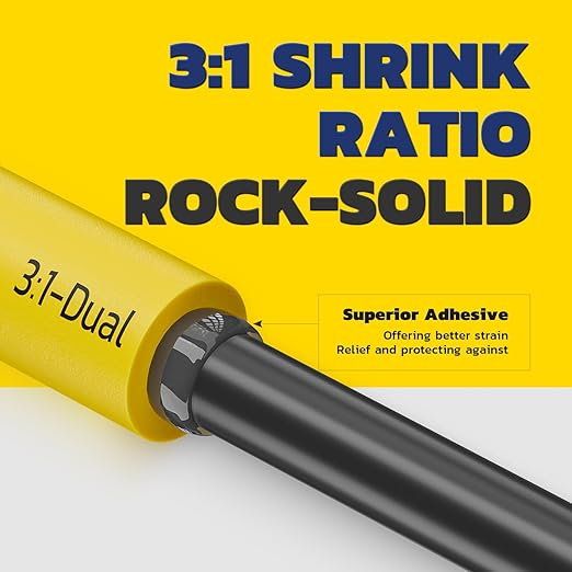 haisstronica 360PCS Heat Shrink Tubing,3:1 Ratio Adhesive Lined Marine Heat Shrink Tube Kit 8 Sizes(3/32"-5/8") Yellow