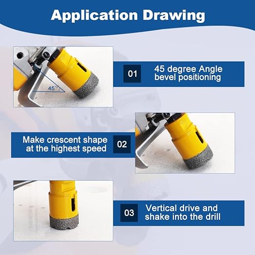 HIGHDRIL Multi Angle Measuring Ruler 5-Hole Drill Locator & Diamond Drill Bit Kit 5/8-11 for Porcelain Tile Ceramic Marble Brick Hole Saw(25/35/45/65/75mm+20mm Finger Bits+50mm Beveling Chamfer Bit)