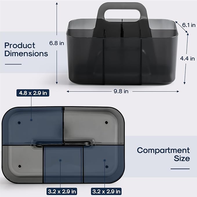 Multiuse Caddy Organizer with Handle, Portable Plastic Tote Bin - Image 5
