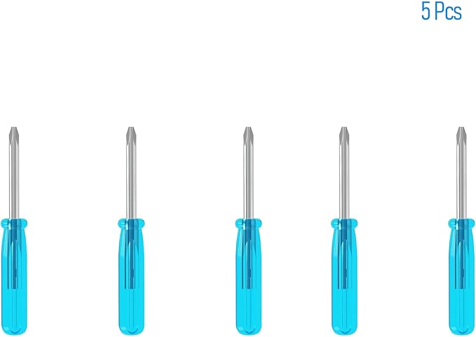 5PCS Mini Phillips Screwdriver, 3mm Cross Head with Blue Non-slip Handle for Small Appliances, 1.77"(45mm) Total Length, Non-magnetic