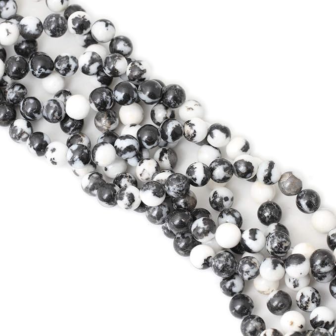 35PCS 10mm Natural Black White Zebra Jasper Gemstone Round Loose Beads Crystal - Image 4