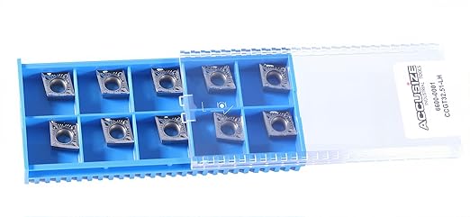 Accusize Industrial Tools Ccgt32.51-Ak-H01 Uncoating Carbide Inserts, 10 Pcs, for Machining Aluminum, Akh01x10