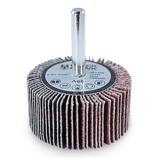 BHA Aluminum Oxide Shank Mounted Flap Wheels, 2” x 1” x 1/4”, 60 Grit - 5 Pack