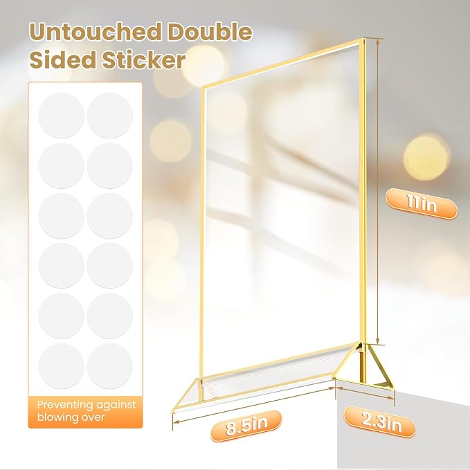 6PCS Acrylic Sign Holder 8.5X11 Double-Sided Gold Frames | Gold Picture Frames - Image 2