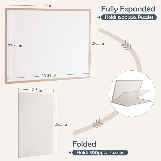 Puzzle Board with 4 Sorting Trays, Playing Surface with Protective Cover - Image 2