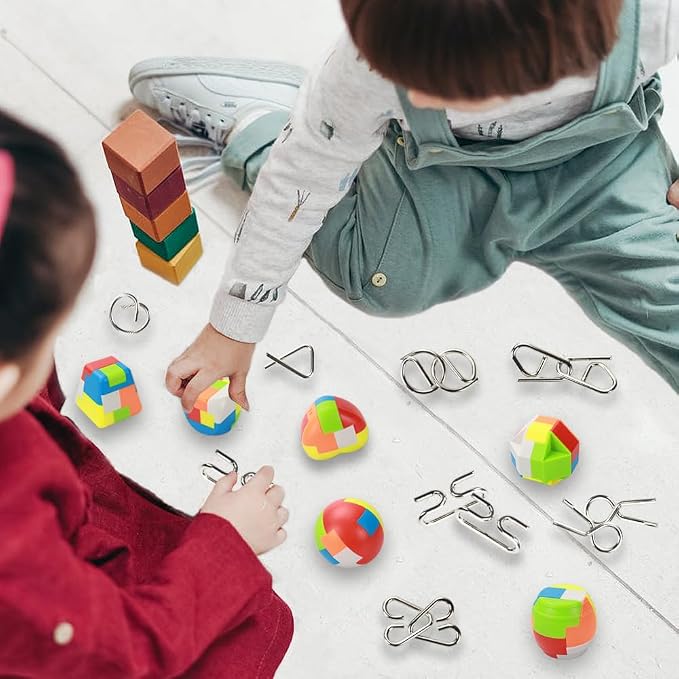 16 Pack Brain Teasers Puzzles for Kids & Adults, Brain Teasers Metal IQ Toys - Image 7