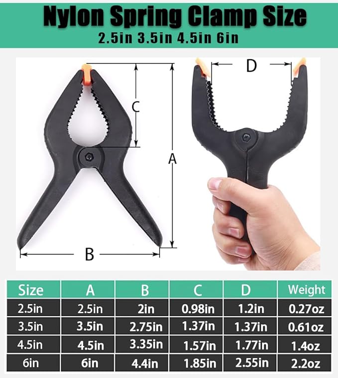 Spring Clamps,10 Pack 4.5in Professional Plastic Heavy Duty Spring Clips for Crafts, Backdrop Clips Clamps for Backdrop Stand,Photography Studios,Woodworking,Home Improvement