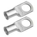 SELTERM 2pcs 2 AWG 1/2" Stud Tinned Copper Wire Lugs, Battery Lugs, Ring Terminals, Battery Cable Ends, 2 Gauge Ring Terminal Connectors, UL Marine Grade Electrical Battery Terminal Connectors