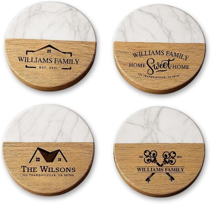 Personalized Coasters House Warming Gifts New Home, Custom Drink Coasters by GiftsToEngrave