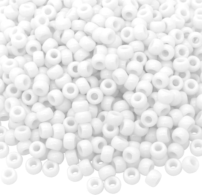 1000Pcs Pony Beads Bracelet 9mm White Plastic Barrel Pony Beads by Auvoua