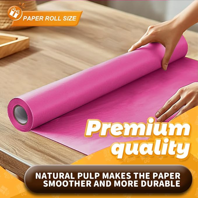PerkHomy Rose Red Kraft Paper Roll 17.5" x 760" - Image 3