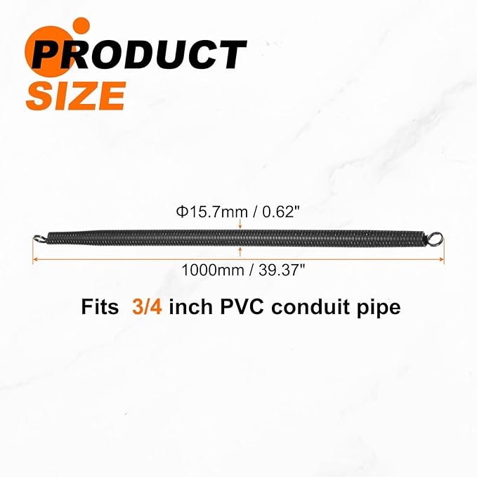 HARFINGTON PVC Spring Tube Bender 15.7mm OD 1000mm Long A Type Conduit Pipe Bender Bending Spring for Pipe Bending Devices in Home Hydropower, Black