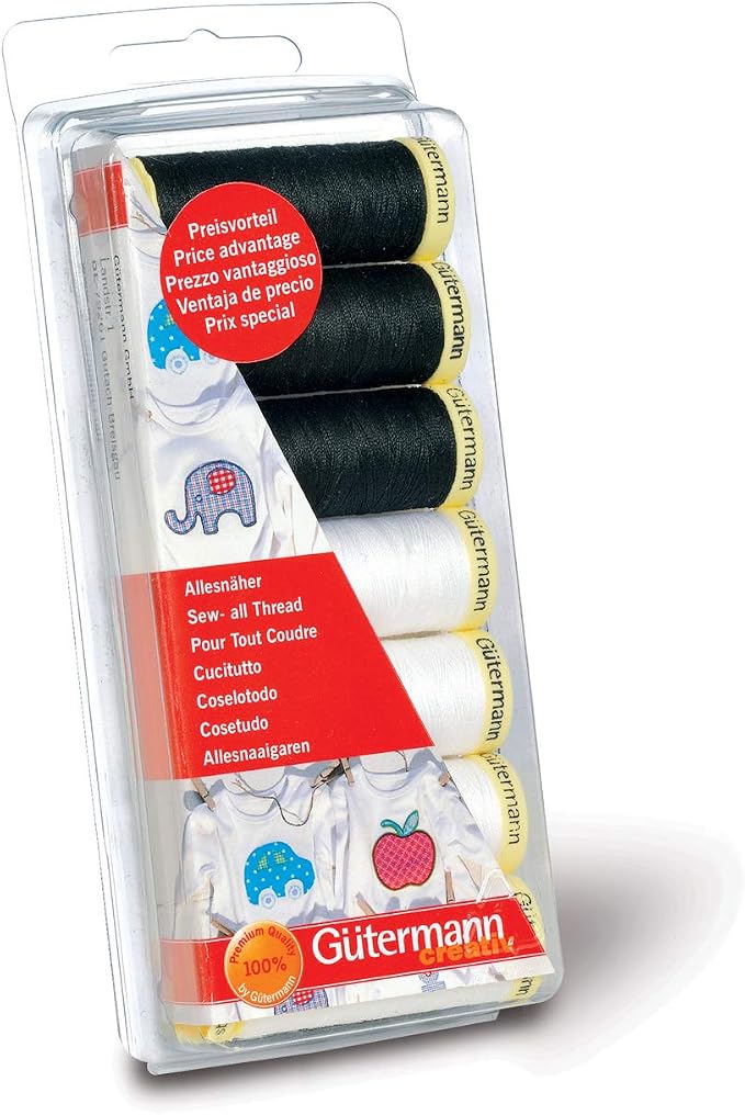 Gutermann Thread Set: Sew-All: Black & White: 7 x 100m by Ropehub