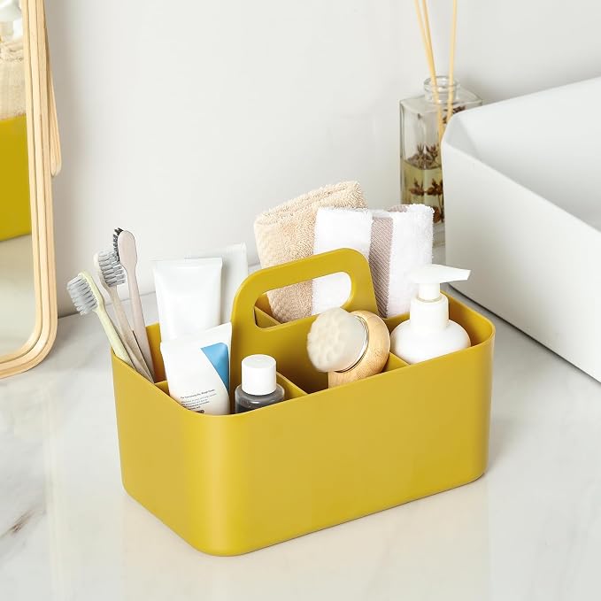 Multiuse Caddy Organizer with Handle, Portable Divided Plastic Tote Bin - Image 4