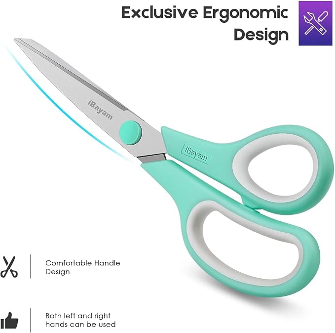 iBayam 24-Pack 8" Heavy Duty Scissors in Bulk, Ultra-Sharp, Comfort Grip | - Image 5