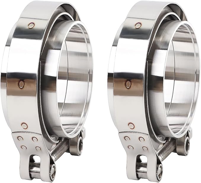 LokoCar 2.5 Inch V Band Clamp with Flange Male Female Stainless Steel 2Pcs