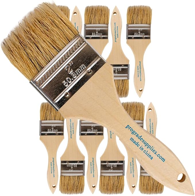 Pro Grade - Chip Paint Brushes - 12 Ea 2 Inch Chip Paint Brush Light Brown by ProGradeSupplies