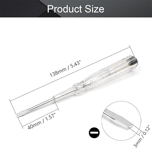 Fielect 15pcs Voltage Tester Voltage Detector Pen Circuit Tester Tool Steel Batch Slotted Test Pencil JRDB-865 AC/DC 100-500V Clear