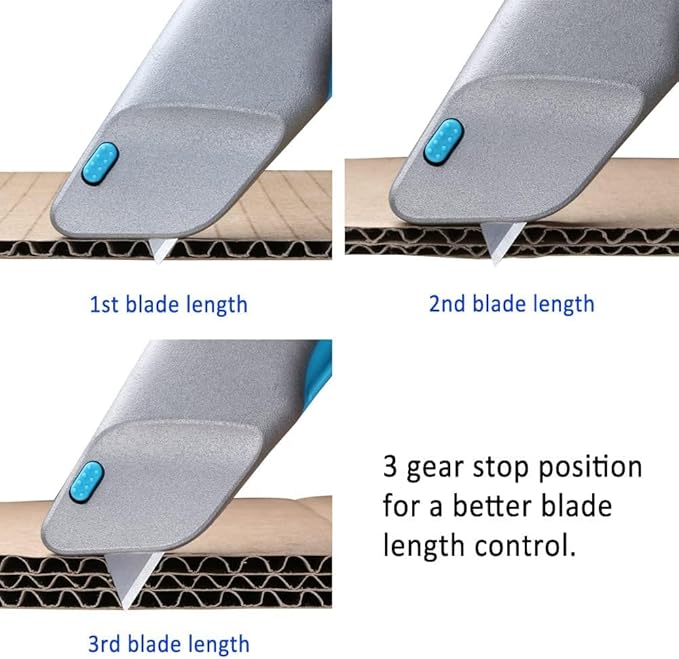 Nova Squeeze Trigger Utility Knife and Heavy Duty Box Cutter, Self Retractable Safety Knife, Ergonomic Aluminum Body, Safety-Lock Design, Durable and Safe