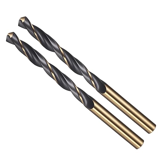 Drill Bit, 7.5mm Cutting Diameter, 4341 HSS Gold and Black 118° Cutting Angle Number Jobber Bits - (Applications: for Drilling Soft Metal Plastic Wood), 2-Pieces