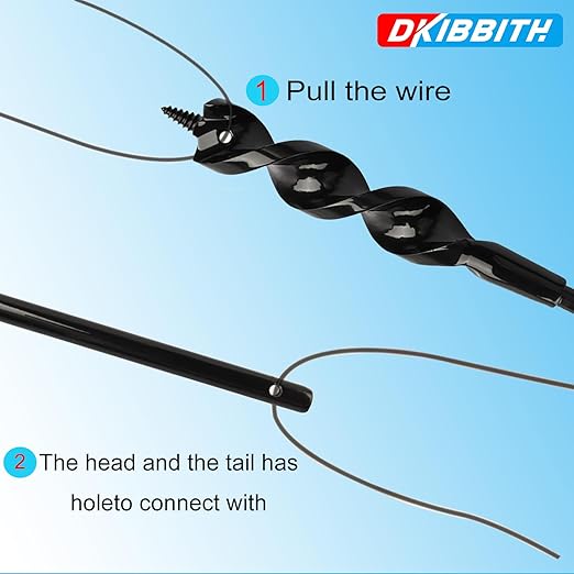 Flexible Installer Drill Bit for Pulling Wires Through Walls Ceilings and Sidewalks, 54-Inch Long, 1/2-Inch Auger with a Fish Eye Hole and Screw Point, 3/16" 3-Flat Anti-Slip Shank.