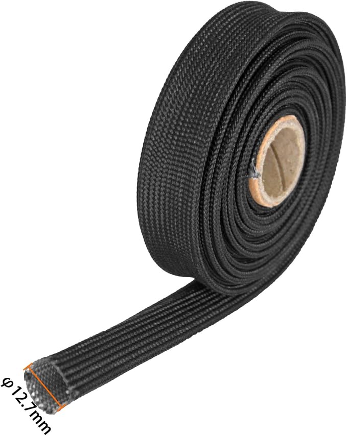 Heat Hose Fiberglass Wrap Shield Sleeve- 1/2" ID x 10'Black Adjustable Hose - Image 2