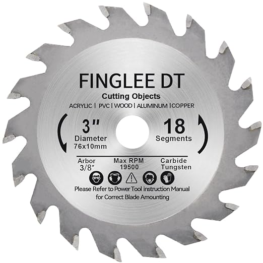 TCT 3 Inch Circular Saw Blade with 3/8 Arbor, 18 Teeth Cutoff Tool Blade for Wood, Plastic, PCV, Acrylic, Plywood, Wood Cutting Blade for Woodworking （1Pcs）