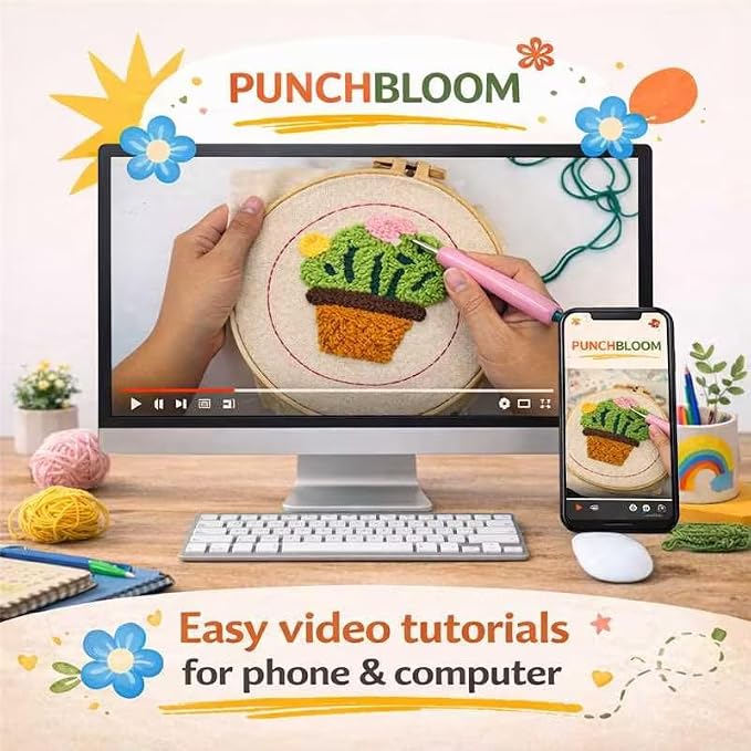 Punch Needle Coaster Kit for Adults Beginners, Easy Punch Embroidery Starter Set - Image 4
