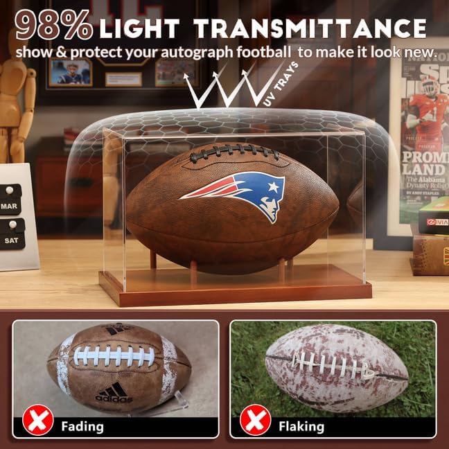 JupDec Football Display Case Full Size, Acrylic Clear Box - Image 4