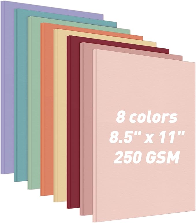MAXECHO 8.5"x11" Colored Cardstock 32 Sheets, 250gsm/92lb Double-Sided by MAXECHO