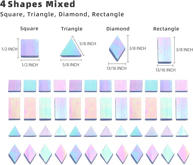 Iridescent Mosaic Tiles 200 Pieces Stained Glass Tile Pieces - Image 4
