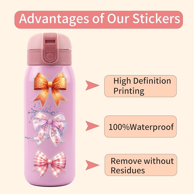 60 Pcs Clear PET Bowknot Stickers - Image 3