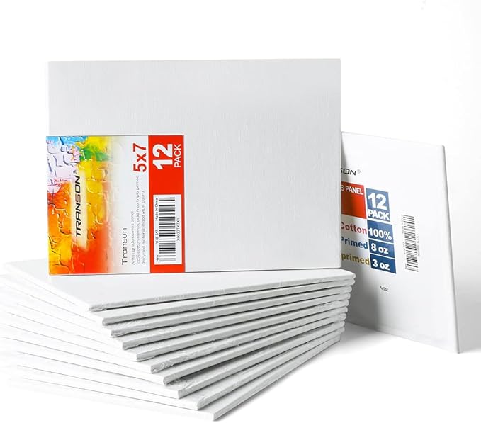 Transon 12 Pack 5x7 Inch Acrylic Painting Canvas, by Transon