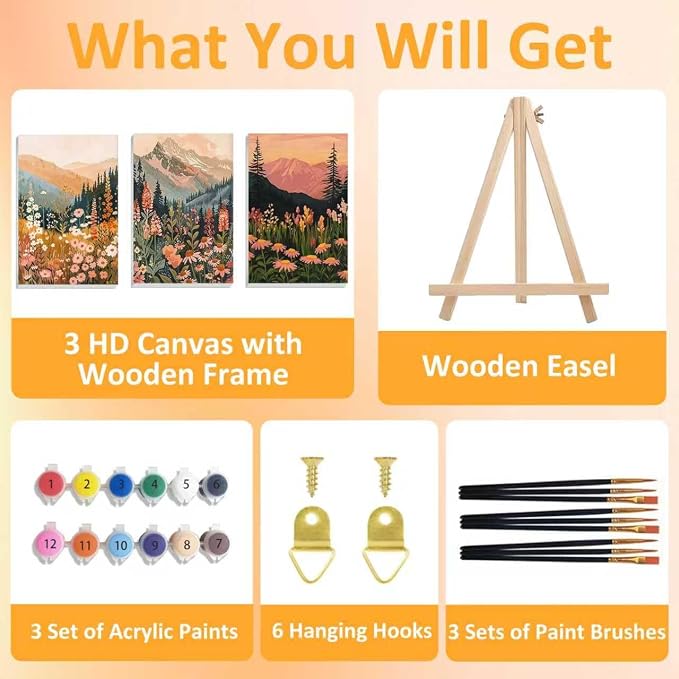 Mandun 3 Pack Landscape Paint by Numbers Kit - Image 4