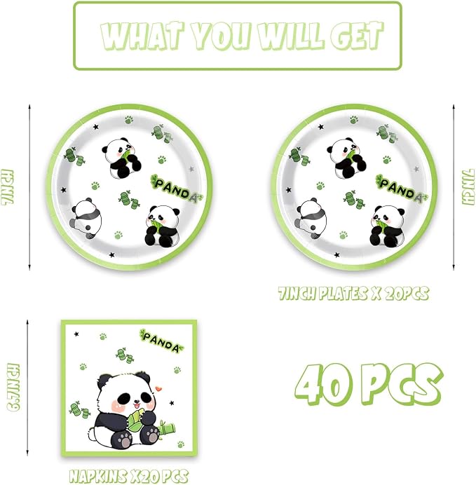 40Pcs Panda Birthday Decorations Cute Cartoon Animal Panda Themed Baby Shower - Image 3