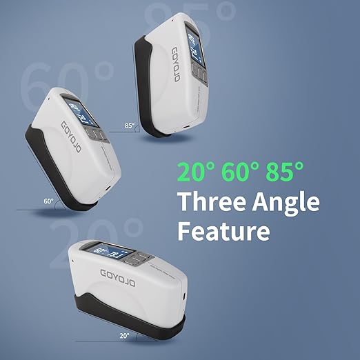 GOYOJO Three Angles Gloss Meter 20º 60º 85º Precision Glossmeters with Calibration Board, for Measure Stone, Paint, Ink, Marble, Floors, USB Interface Storage High End QC Software 5000 Data 0-200Gu