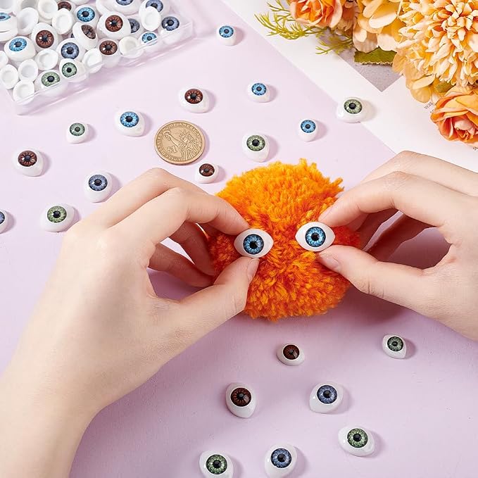 AHANDMAKER 80 pcs Half Round Doll Eye, Plastic Doll Craft Eyes Scary Eyes - Image 3
