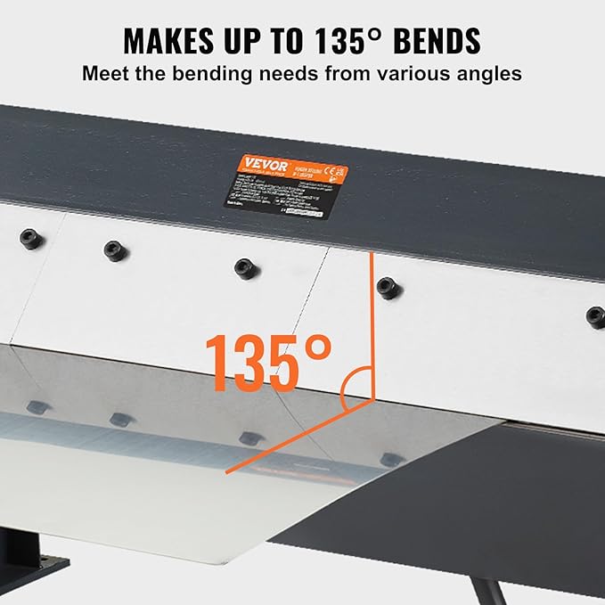 VEVOR Box and Pan Brake, 24in, Portable Metal Bender with 0-135° Bending Angle, Capable of Handling 20 Gauge Low Carbon Steel & 14 Gauge Aluminum, with 5 Adjustable Fingers for Sheet Metal Bending